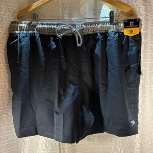 Black Swim Trunks with Silver Trim